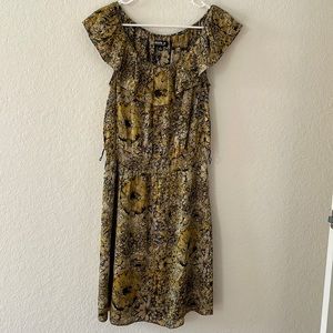 ALLEN B. Schwartz dress size 10 100% polyester lined pattern elastic waistband